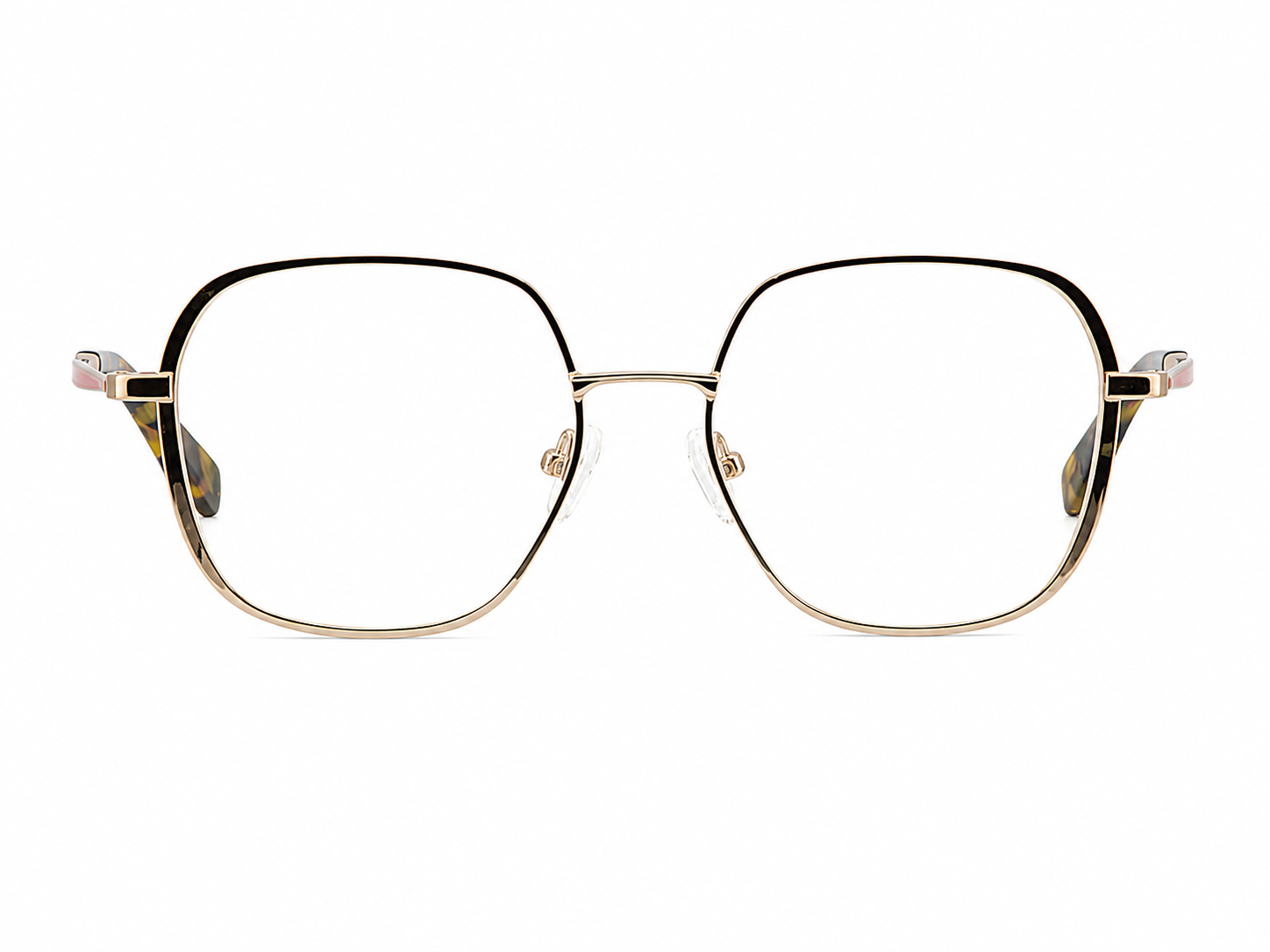 TS-43 C2 · vista frontal · Negro, dorado y rosa suave · Thalia Sodi Eyewear