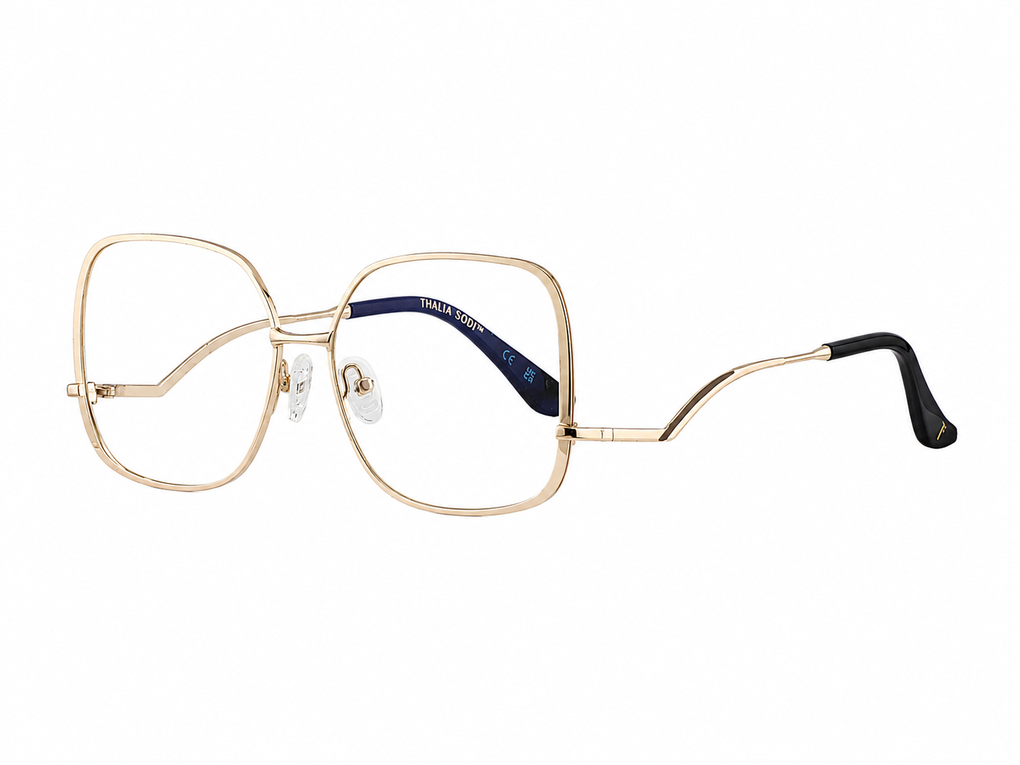 TS-45 C1 · vista diagonal derecha · Champagne y negro · Thalia Sodi Eyewear