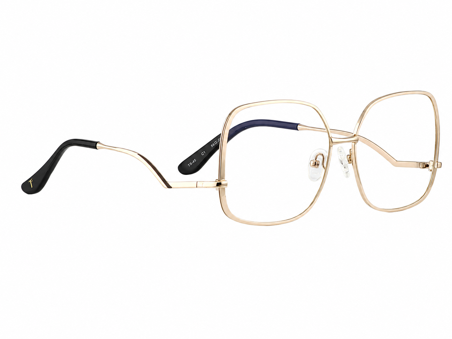 TS-45 C1 · vista diagonal izquierda · Champagne y negro · Thalia Sodi Eyewear