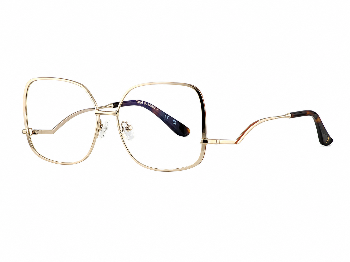 TS-45 C2 · vista diagonal derecha · Negro y dorado · Thalia Sodi Eyewear