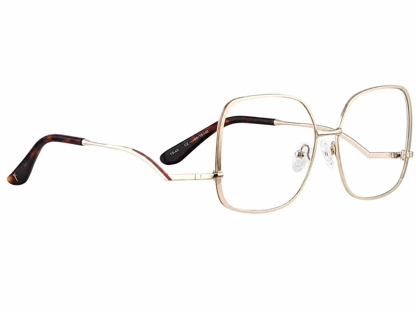 TS-45 C2 · vista diagonal izquierda · Negro y dorado · Thalia Sodi Eyewear