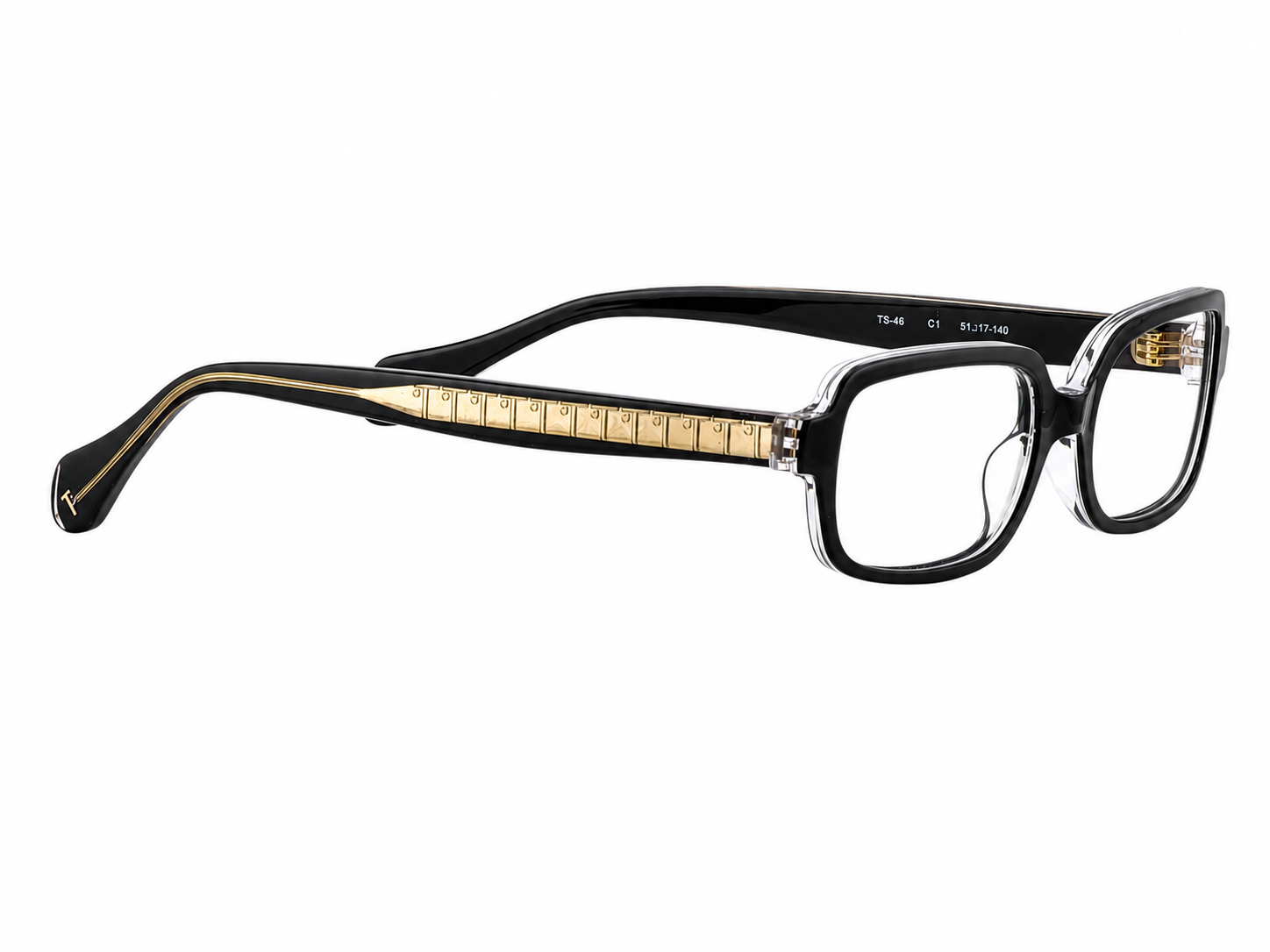 TS-46 C1 · vista diagonal izquierda · Negro y cristal · Thalia Sodi Eyewear