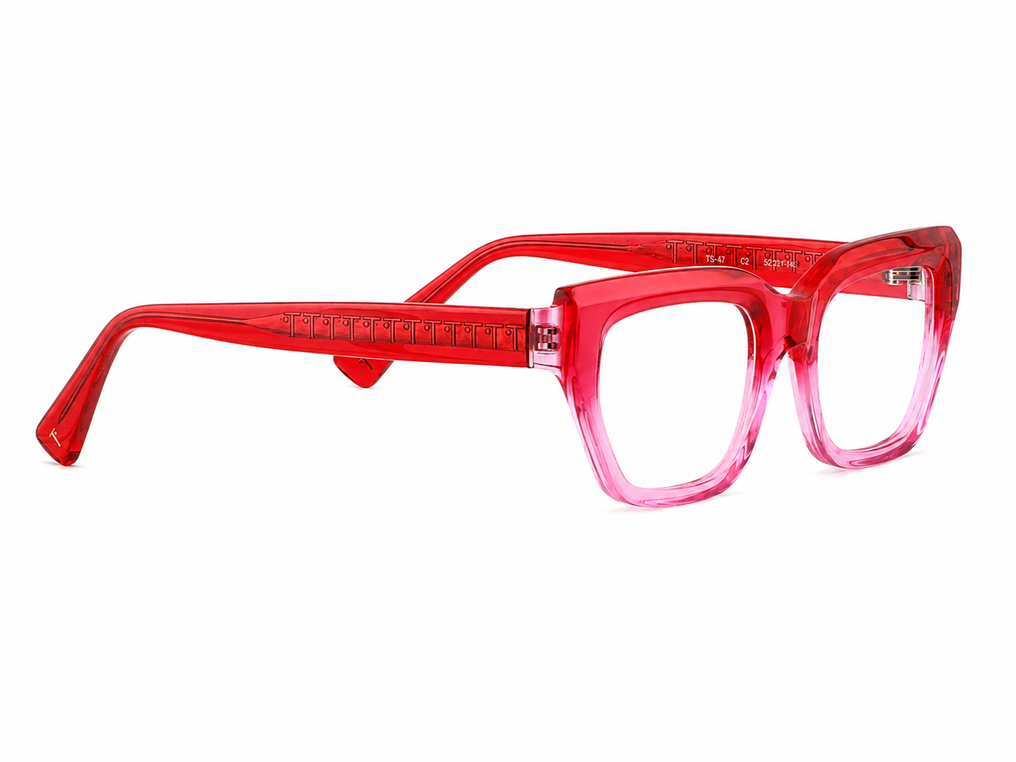 TS-47 C2 · vista diagonal izquierda · Fucsia y rosa translúcido · Thalia Sodi Eyewear