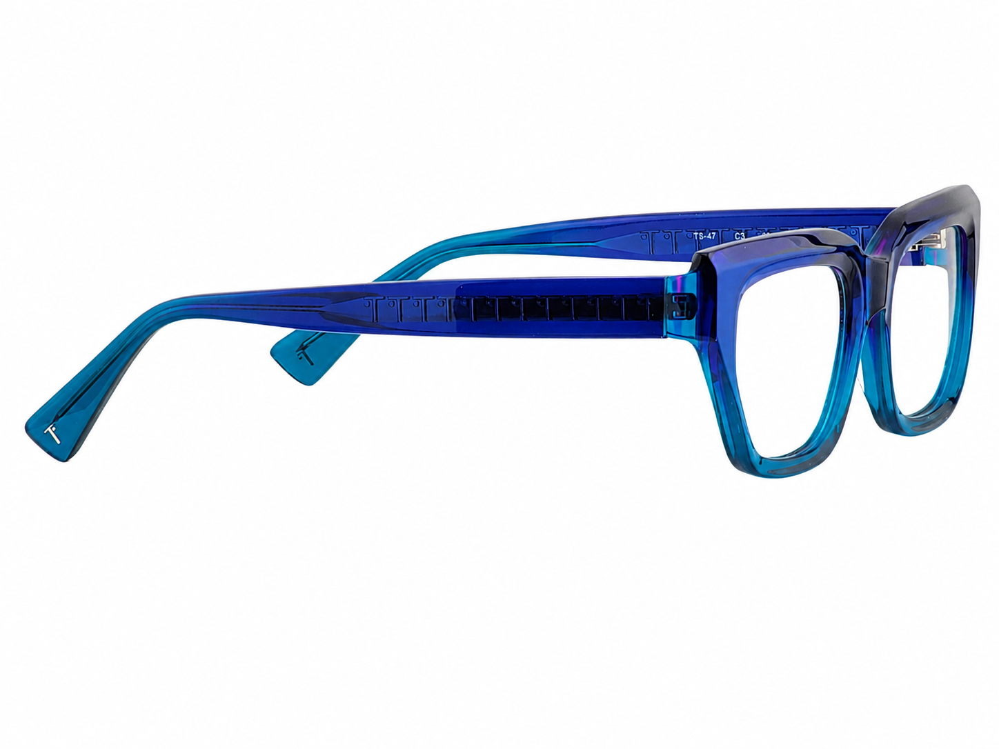 TS-47 C3 · vista diagonal izquierda · Azul cobalto y turquesa · Thalia Sodi Eyewear