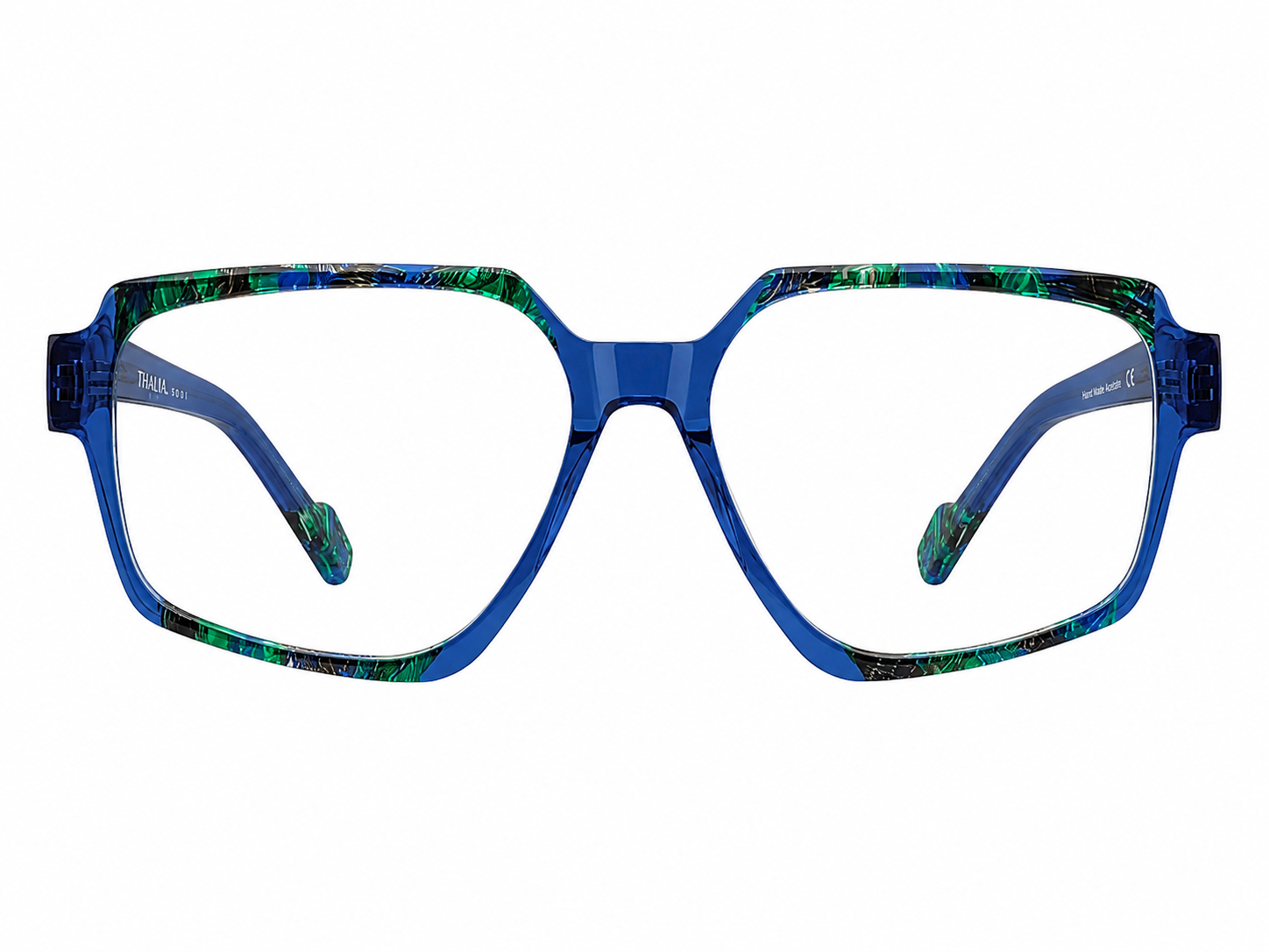 TS-48 C1 · vista frontal · Azul y verde estampado · Thalia Sodi Eyewear