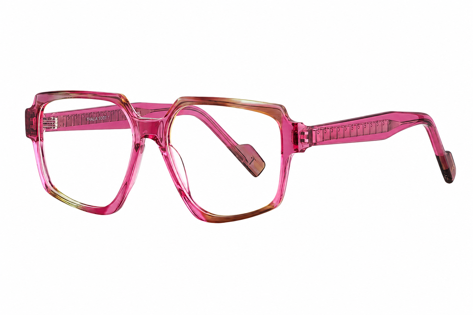 TS-48 C2 · vista diagonal derecha · Rosa y carey translúcido · Thalia Sodi Eyewear