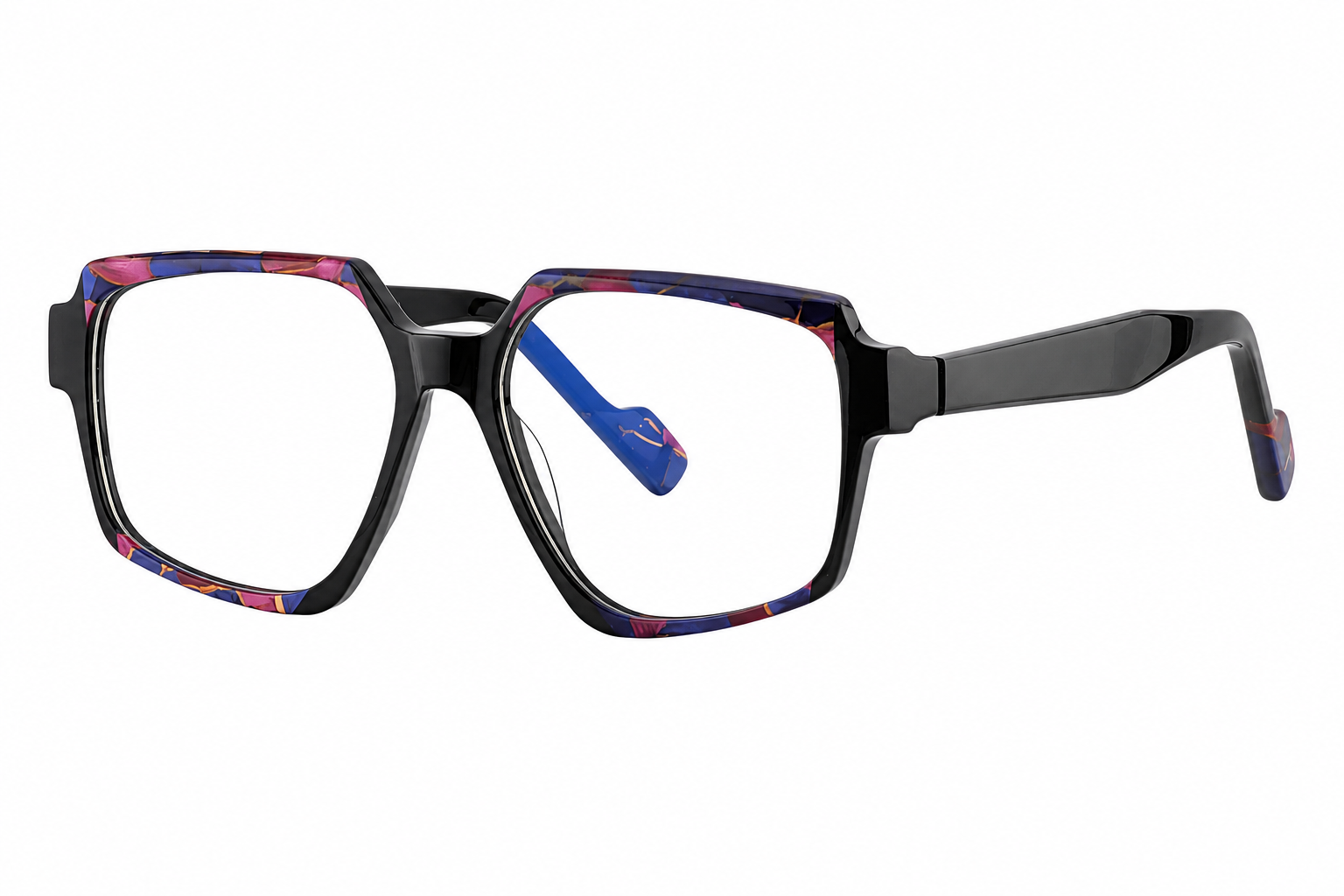 TS-48 C3 · right-angle view · Black, blue and fuchsia pattern · Thalia Sodi Eyewear